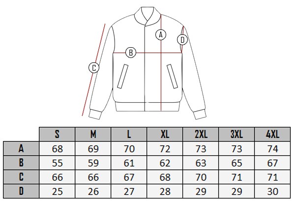 Størrelseguide av RD Brigade Biker Skinnjakke