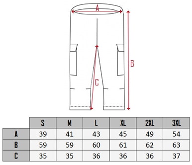  Phileas shorts size chart