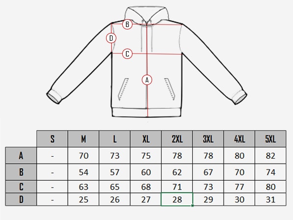 Highway D12 Hettegenser size chart