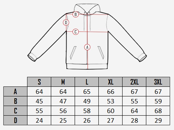  Luzern Geo Norway Softshelljakke size chart