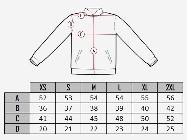 RD Eagle Skinnjakke size chart