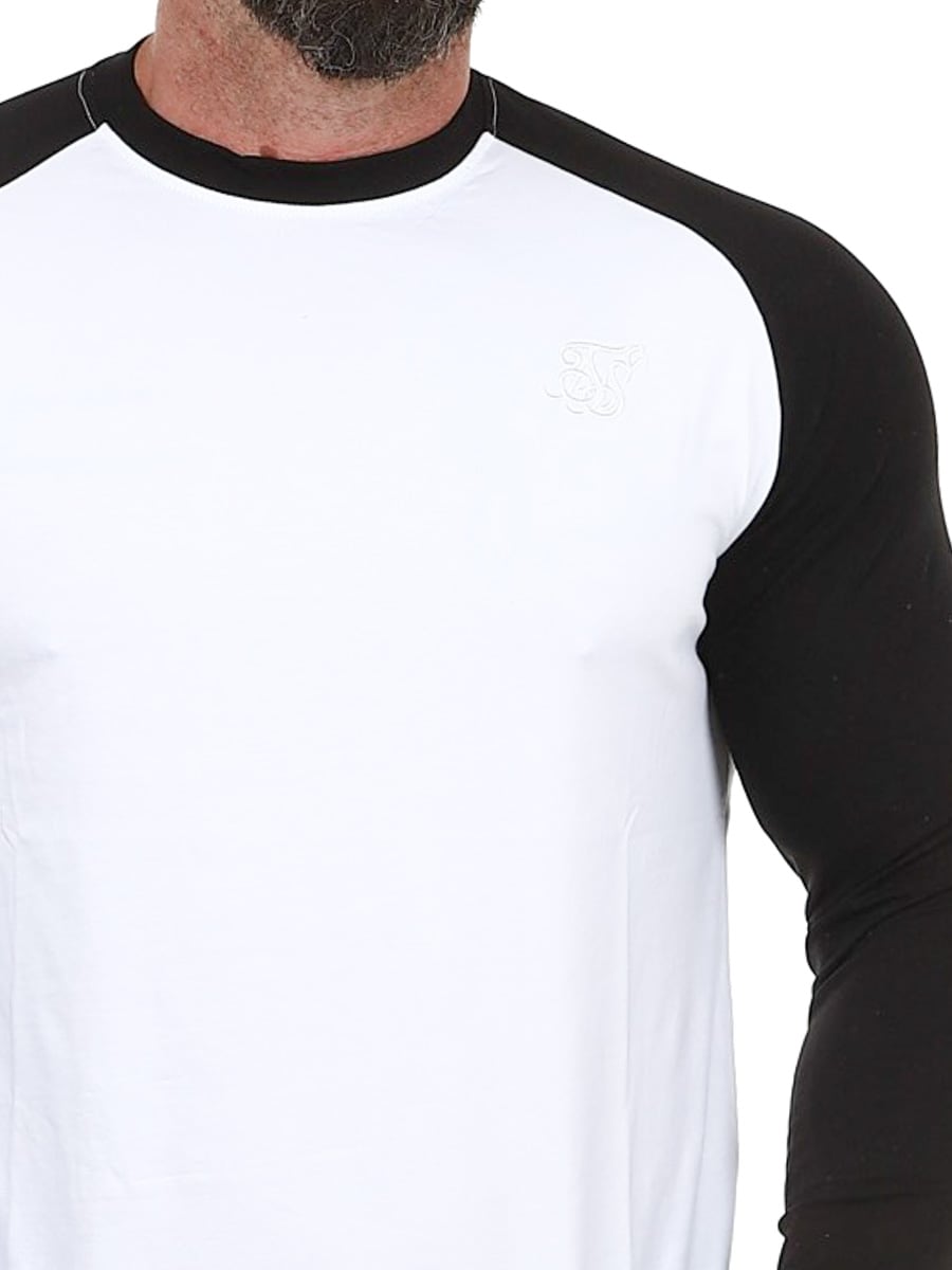 28179 Muscle Fit SikSilk Longsleeve Black White_1-2.jpg