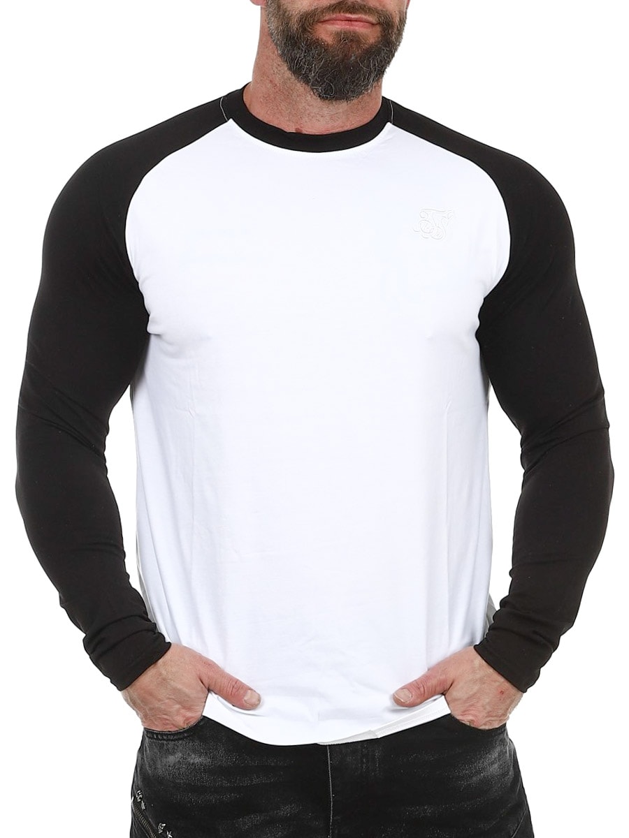 28179 Muscle Fit SikSilk Longsleeve Black White_1.jpg