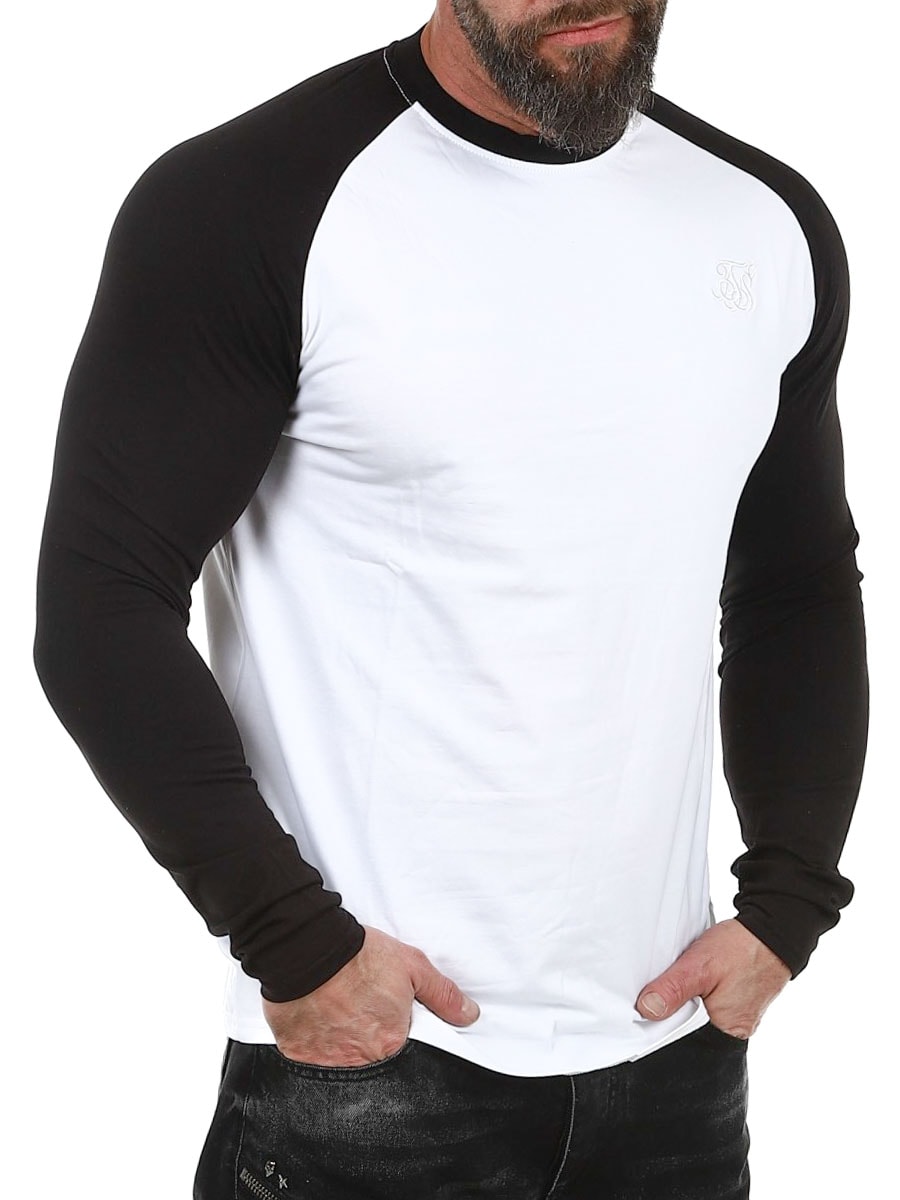 28179 Muscle Fit SikSilk Longsleeve Black White_2.jpg