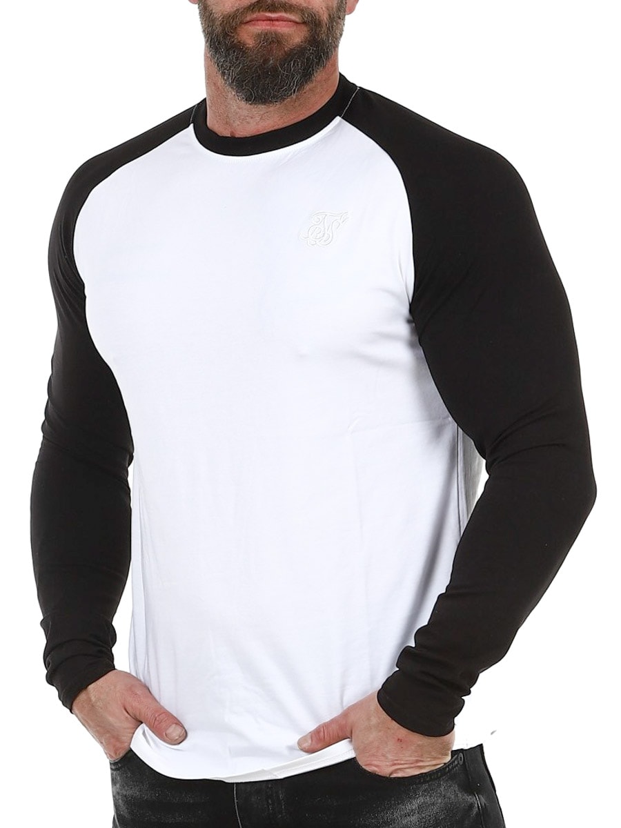 28179 Muscle Fit SikSilk Longsleeve Black White_3.jpg