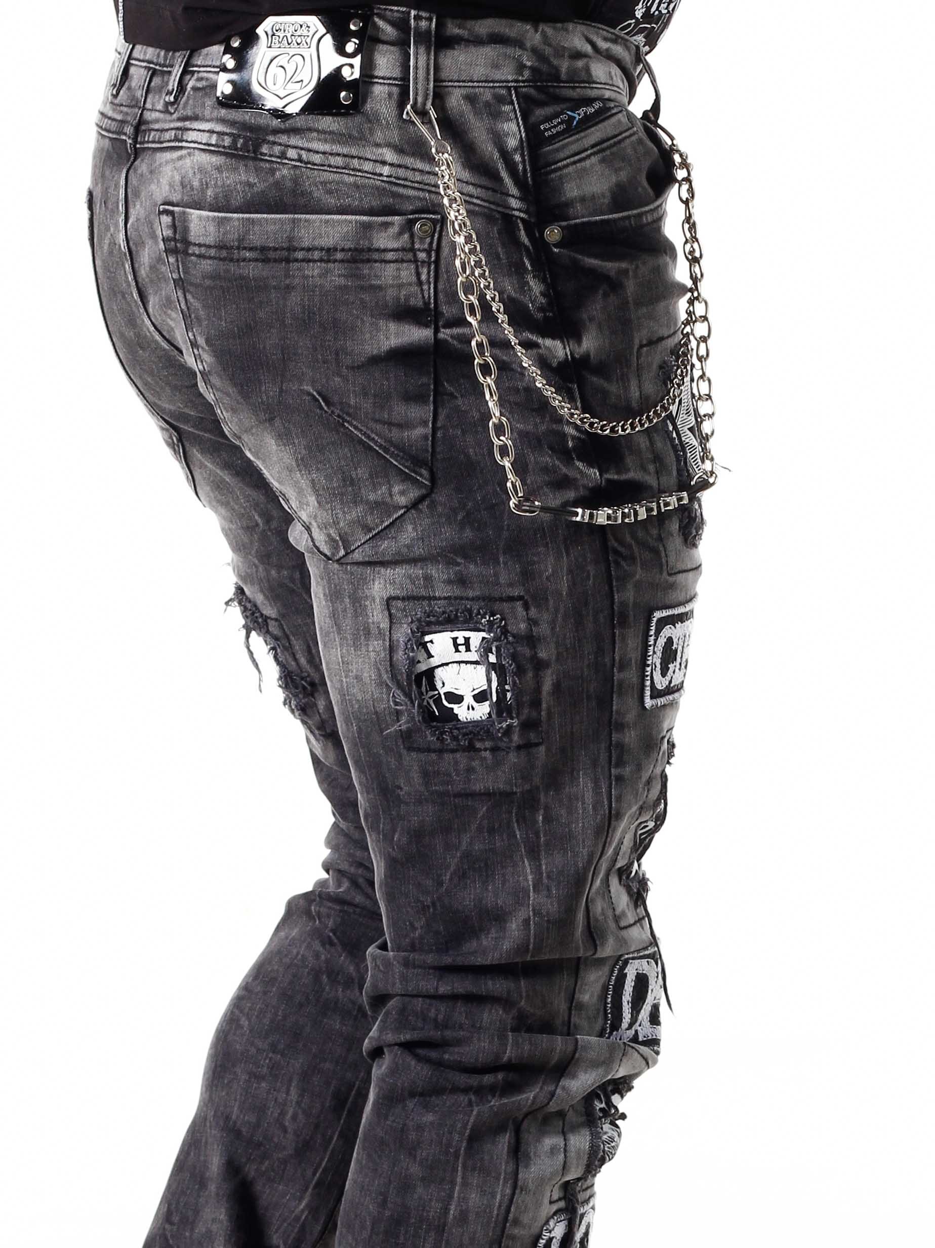 Silver Chain Cipo & Baxx Jeans - Svart