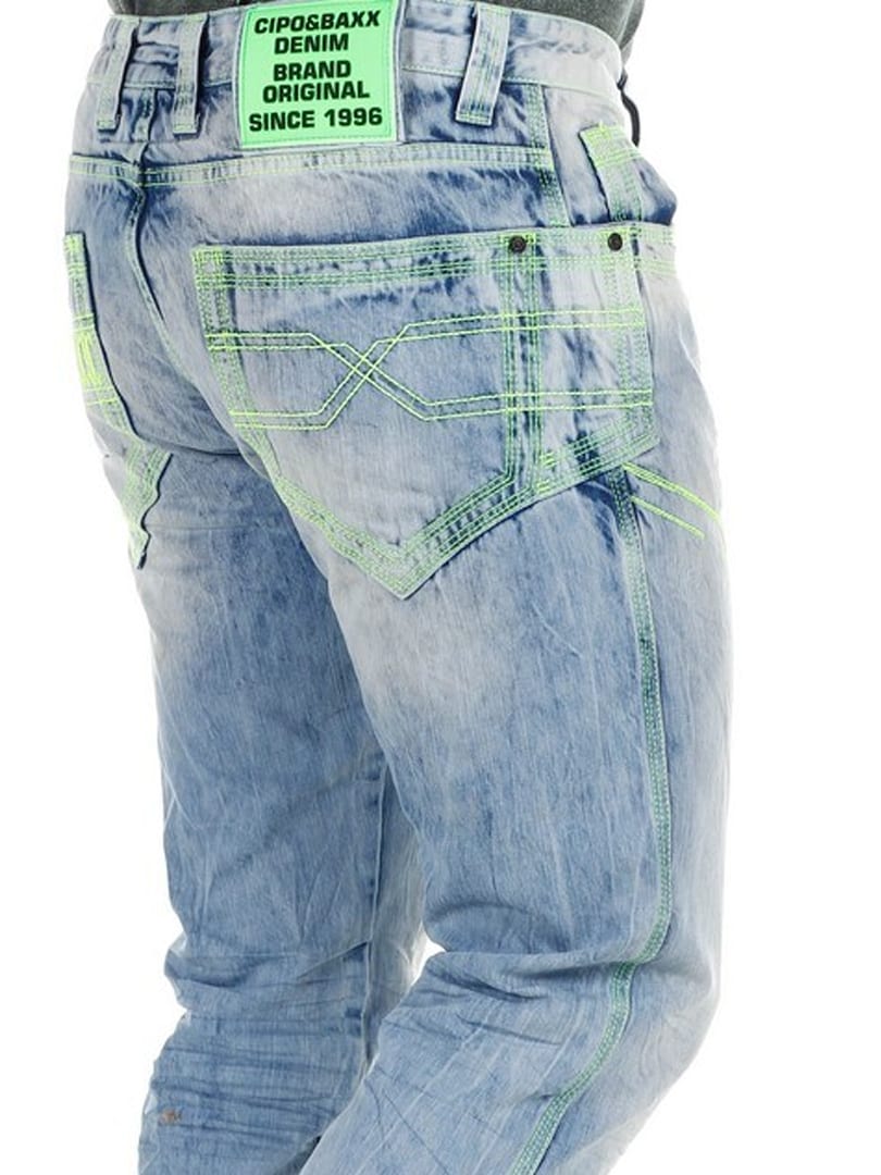 Neon Cipo & Baxx Jeans - Lyseblå/grønn