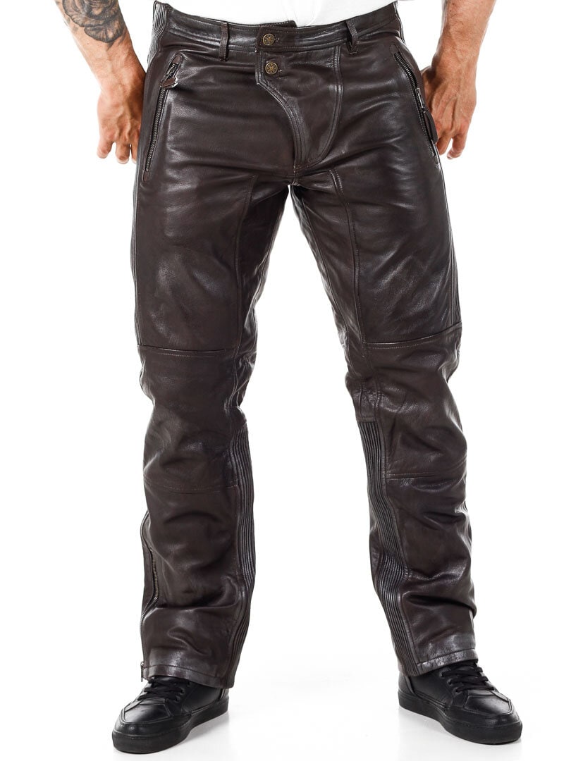 RD Premium Ghost Rider Skinnbukse - Brun/Sølv