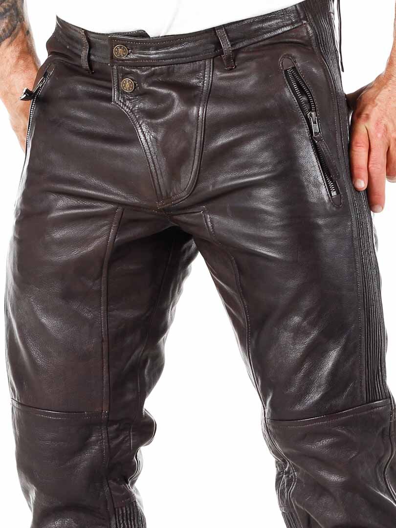 RD Premium Ghost Rider Skinnbukse - Brun/Sølv