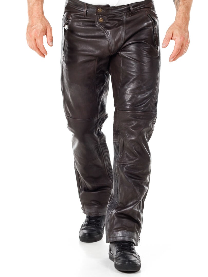 RD Premium Ghost Rider Skinnbukse - Brun/Sølv