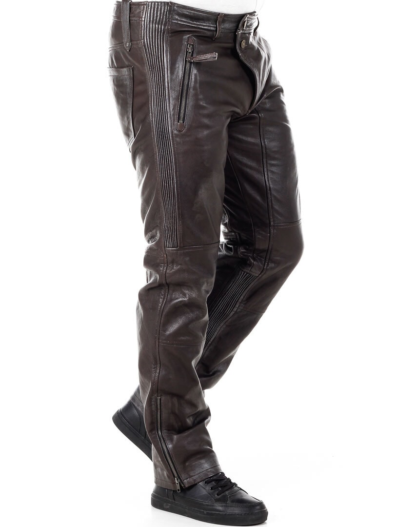 RD Premium Ghost Rider Skinnbukse - Brun/Sølv