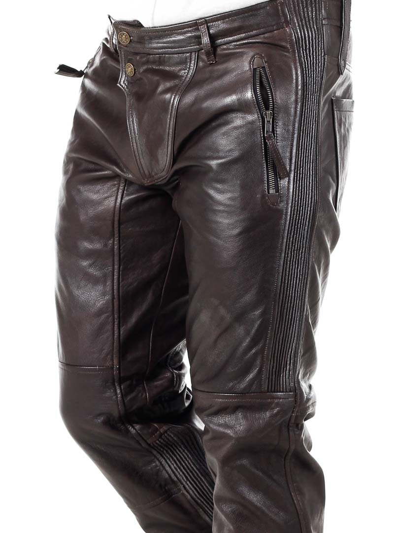 RD Premium Ghost Rider Skinnbukse - Brun/Sølv