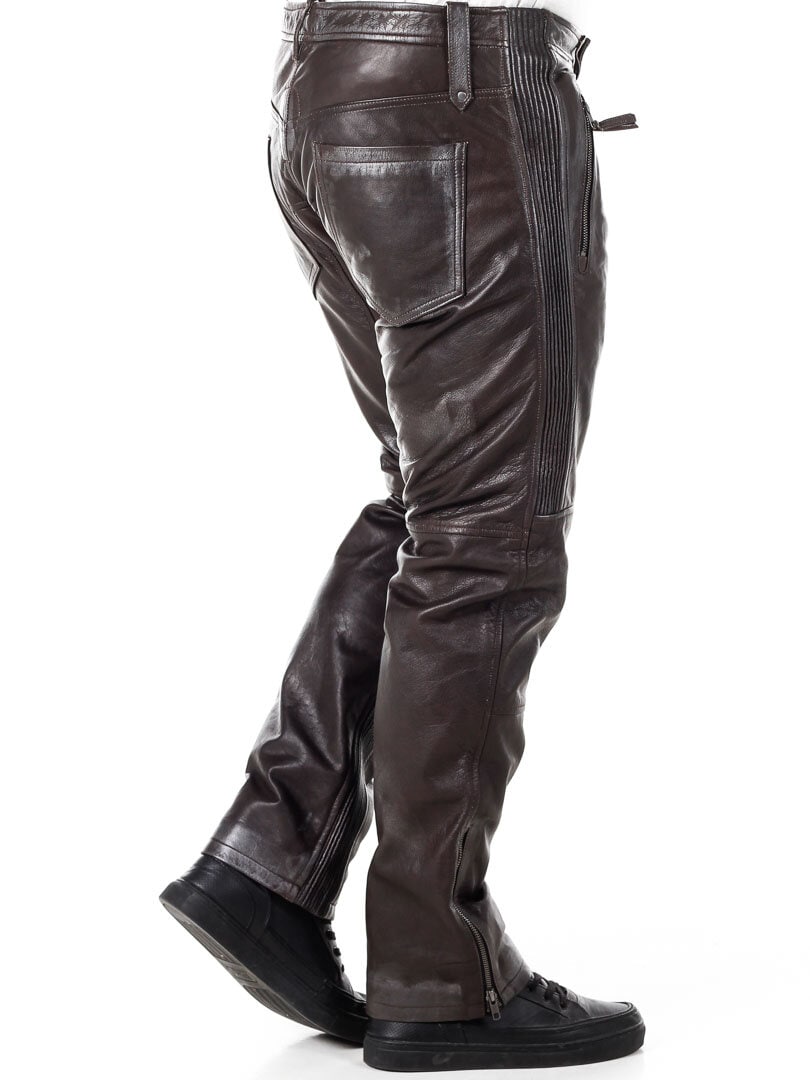 RD Premium Ghost Rider Skinnbukse - Brun/Sølv