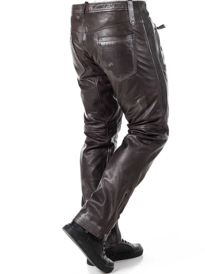 RD Premium Ghost Rider Skinnbukse - Brun/Sølv