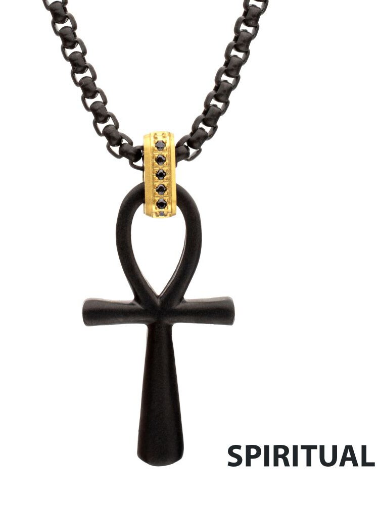 Ankh Pendant Inox Halsband - Black.jpg