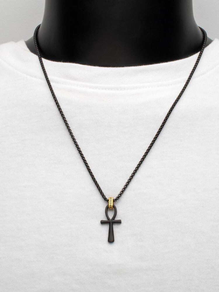 Ankh Pendant Inox Halsband - Black 6.jpg