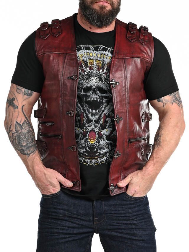 RD Biker Skinnvest - Dirty Red