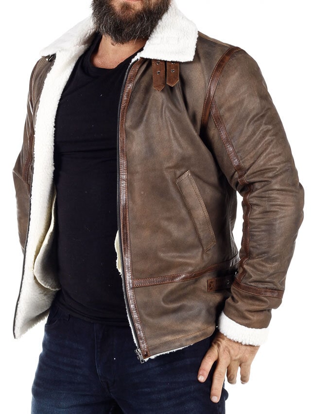 RD Torax Aviator Fôret Skinnjakke - Brun