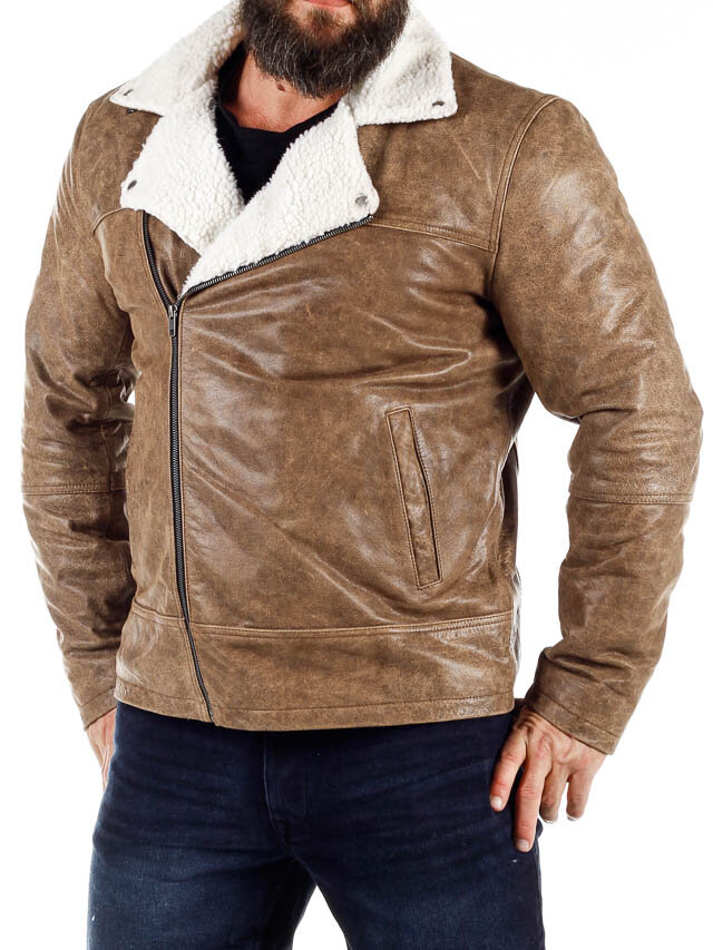 RD Morfus Aviator Fôret Skinnjakke - Lysebrun