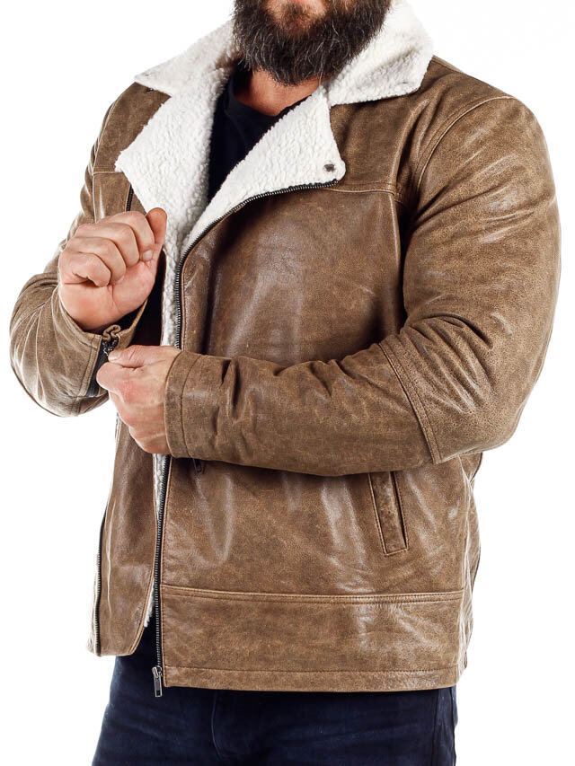 RD Morfus Aviator Fôret Skinnjakke - Lysebrun