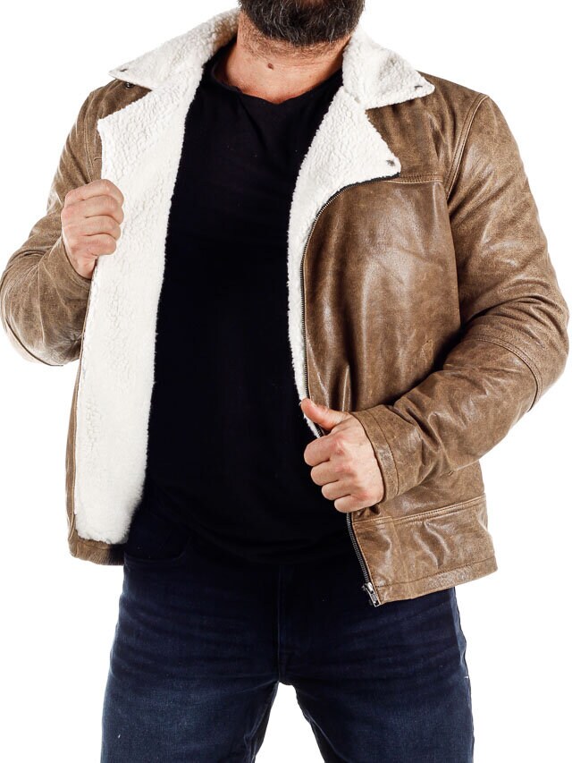 RD Morfus Aviator Fôret Skinnjakke - Lysebrun