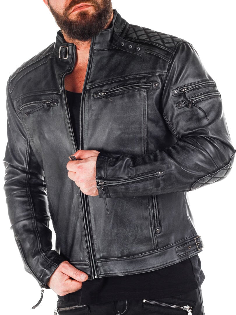 RD Carbon PU Skinnjakke - Dirty Black