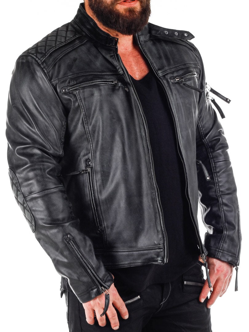 RD Carbon PU Skinnjakke - Dirty Black