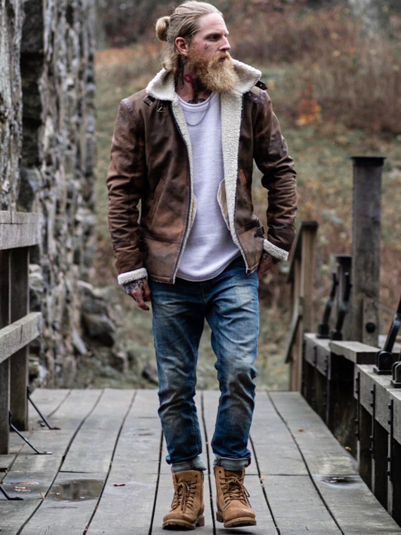 RD Torax Aviator Fôret Skinnjakke - Brun