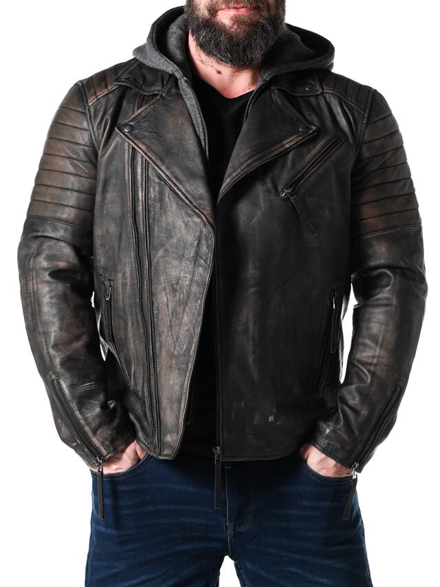 RD Brigade Biker Skinnjakke - Brun
