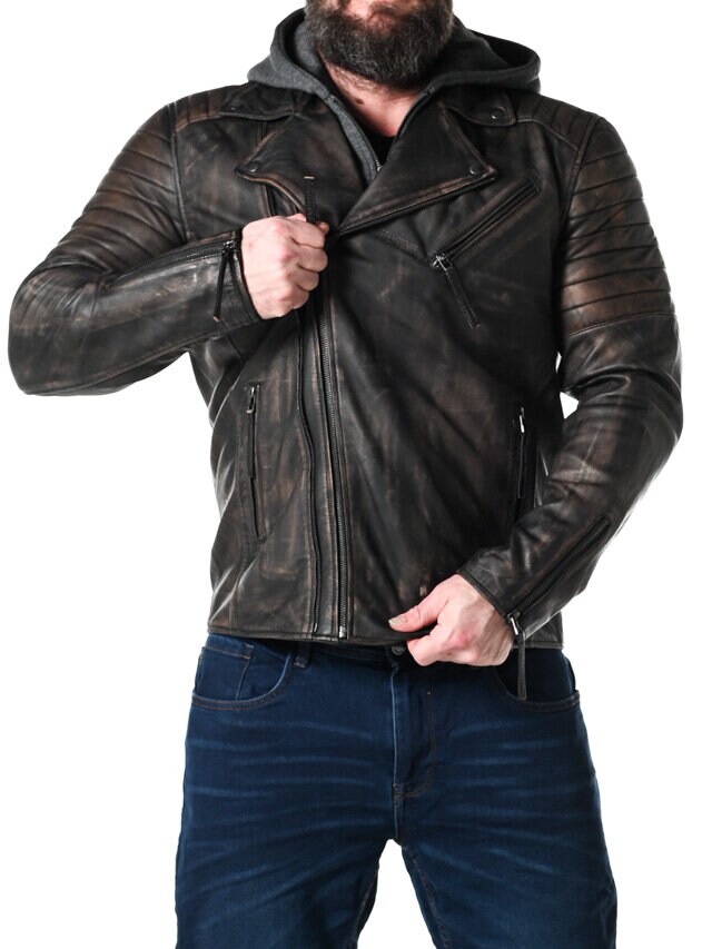 RD Brigade Biker Skinnjakke - Brun