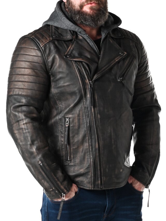 RD Brigade Biker Skinnjakke - Brun