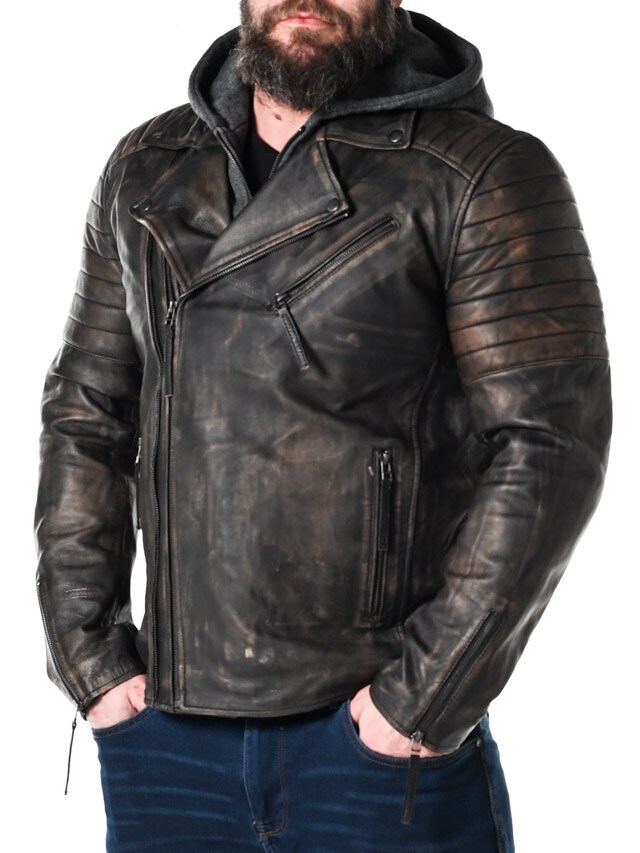 RD Brigade Biker Skinnjakke - Brun