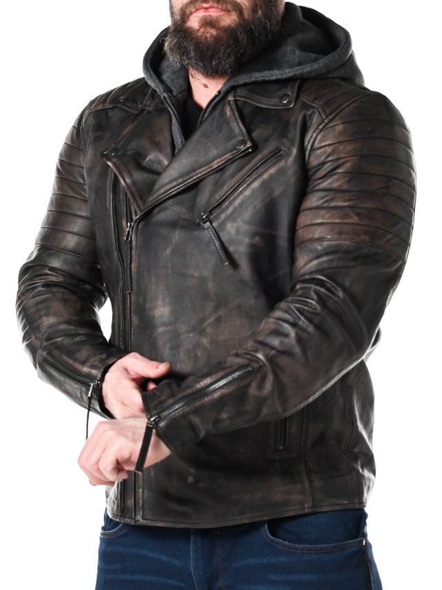 RD Brigade Biker Skinnjakke - Brun