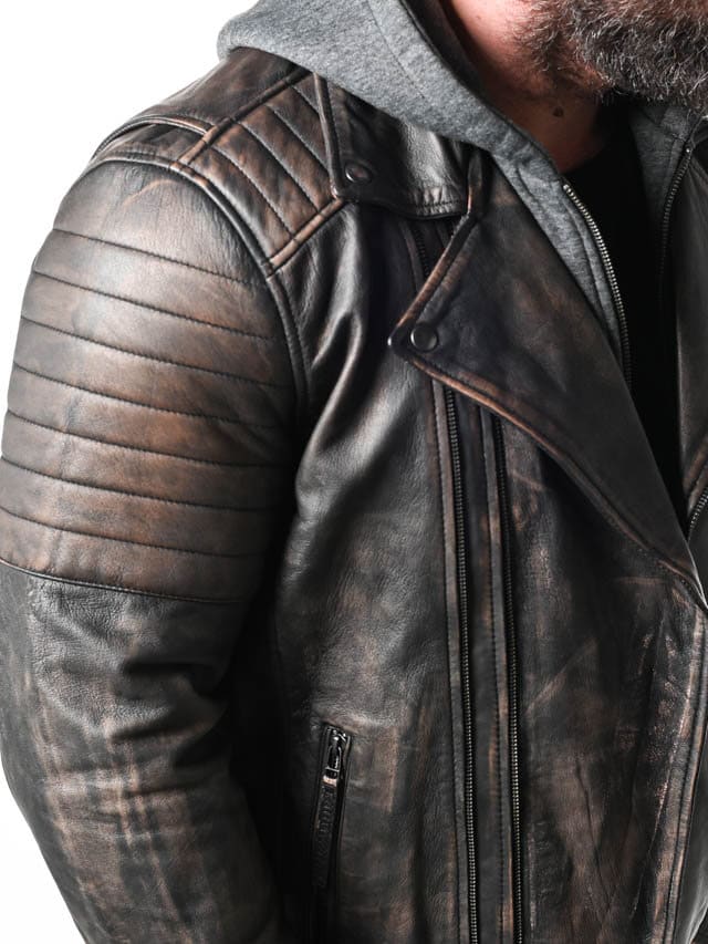 RD Brigade Biker Skinnjakke - Brun