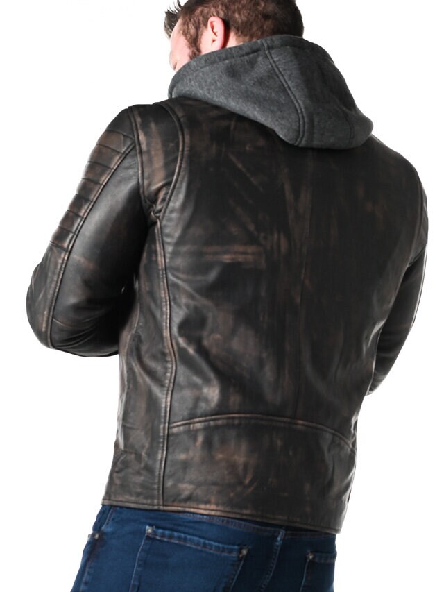 RD Brigade Biker Skinnjakke - Brun