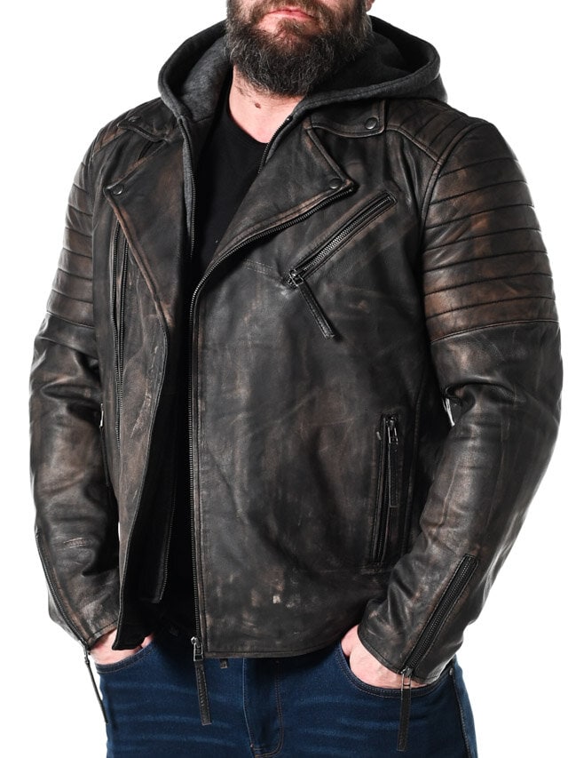 RD Brigade Biker Skinnjakke - Brun