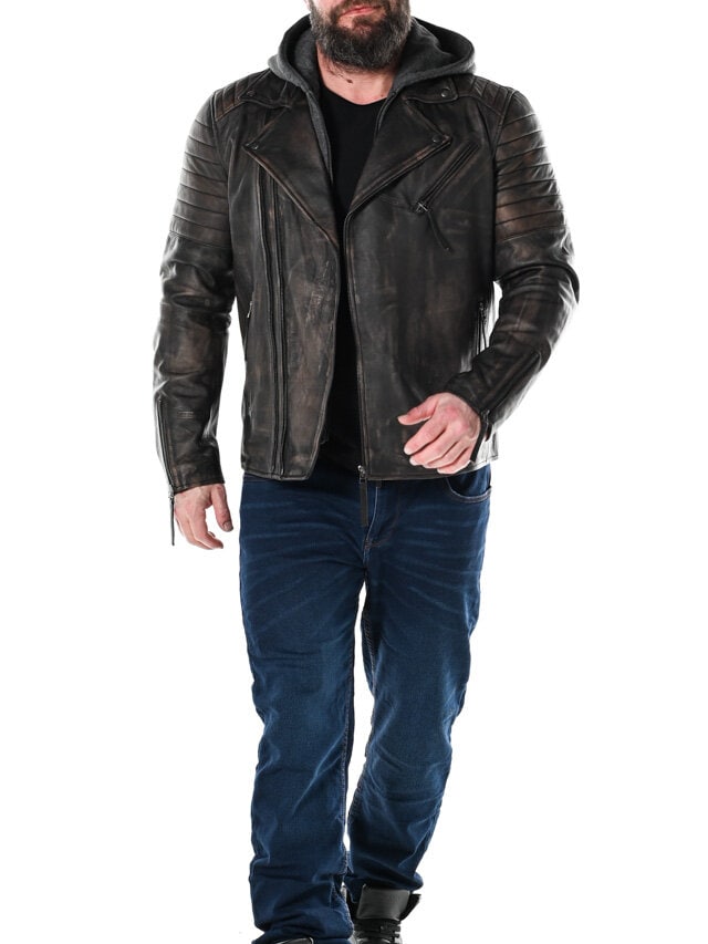 RD Brigade Biker Skinnjakke - Brun