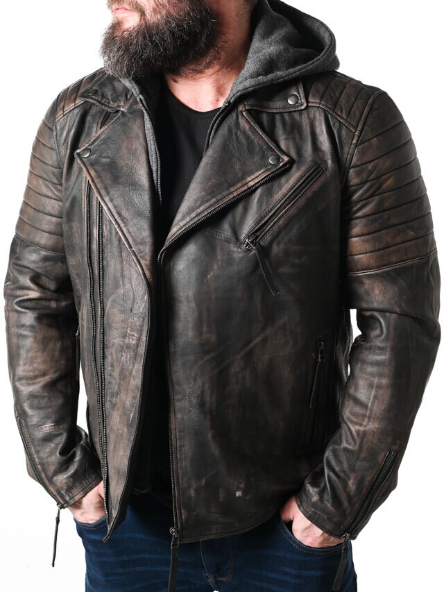 RD Brigade Biker Skinnjakke - Brun