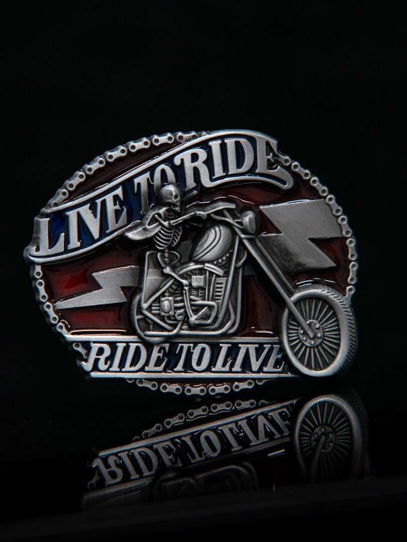 Live to Ride Motorsykkel Beltespenne - Sølv/rød