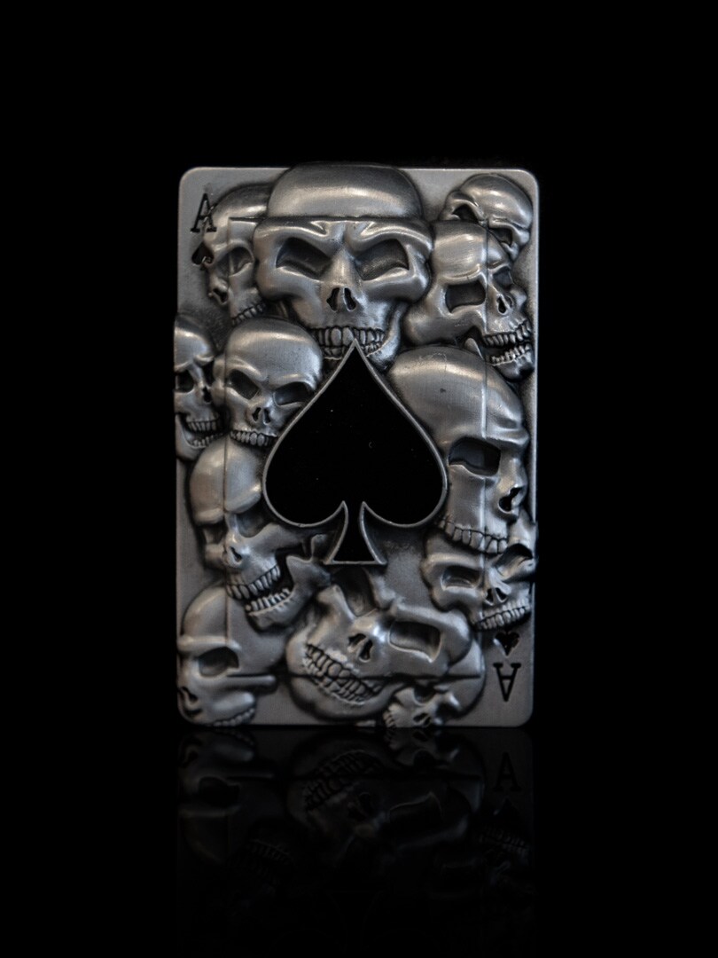 Ace Spade Skull Beltespenne - Silver