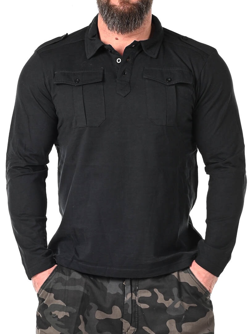 Jersey Poloshirt Willis Longsleeve - Svart