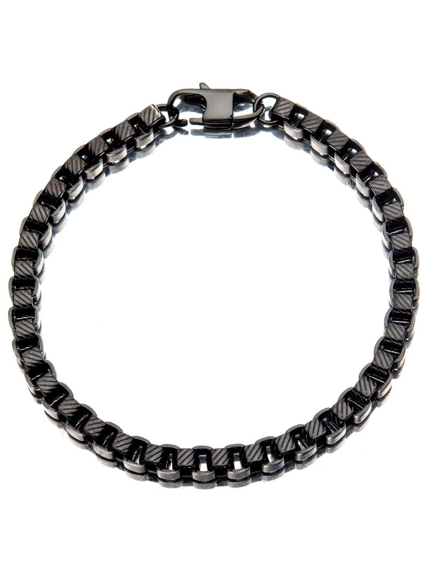 Box Chain Inox Armband Svart Silver.jpg