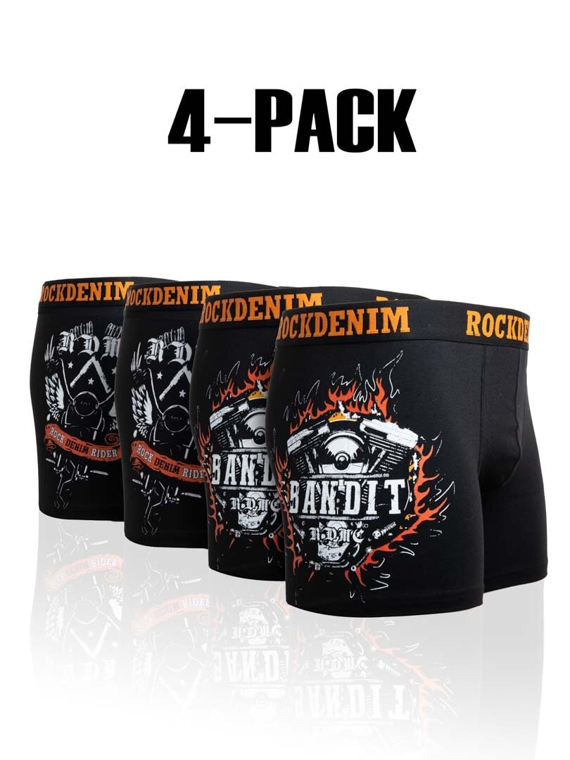 4-Pack RD Bandit Boxer - Svart/Orange