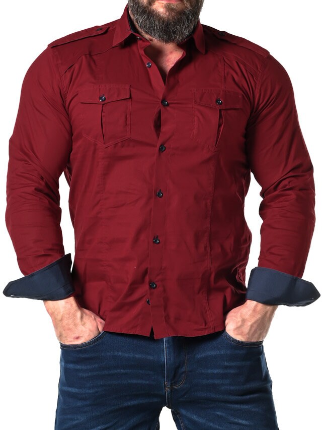 RD Rockstar Skjorte - Vinrød/Navy