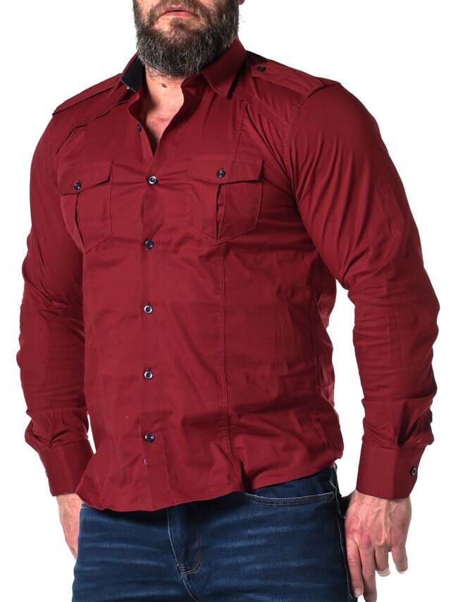 RD Rockstar Skjorte - Vinrød/Navy