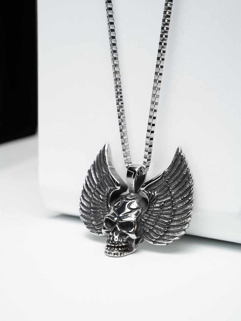 Skull Wings Halskjede - Sølv