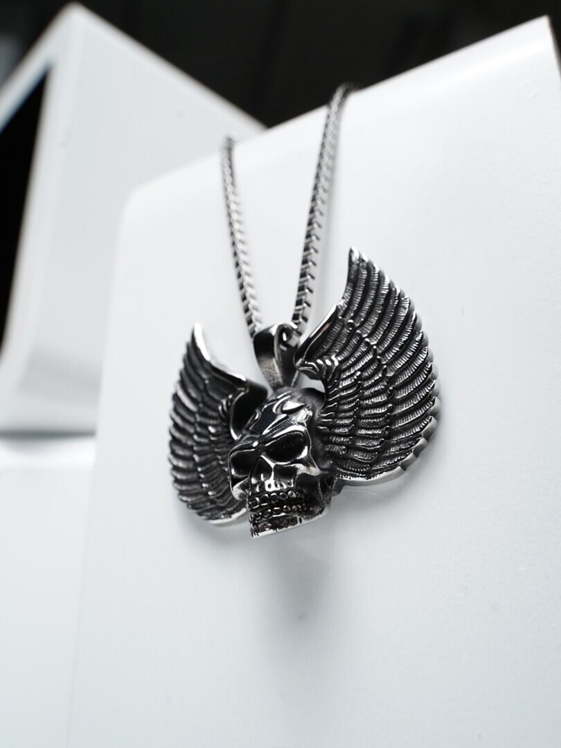 Skull Wings Halskjede - Sølv