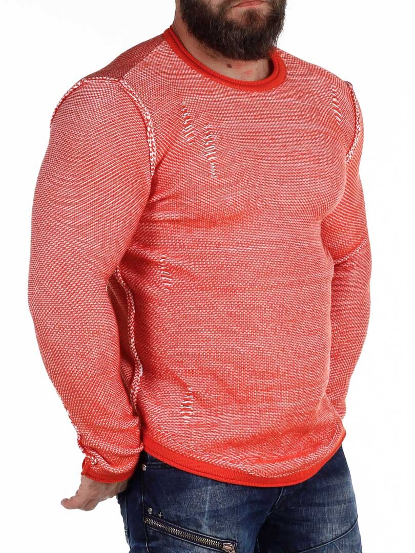 Troyan Genser - Orange/Hvit