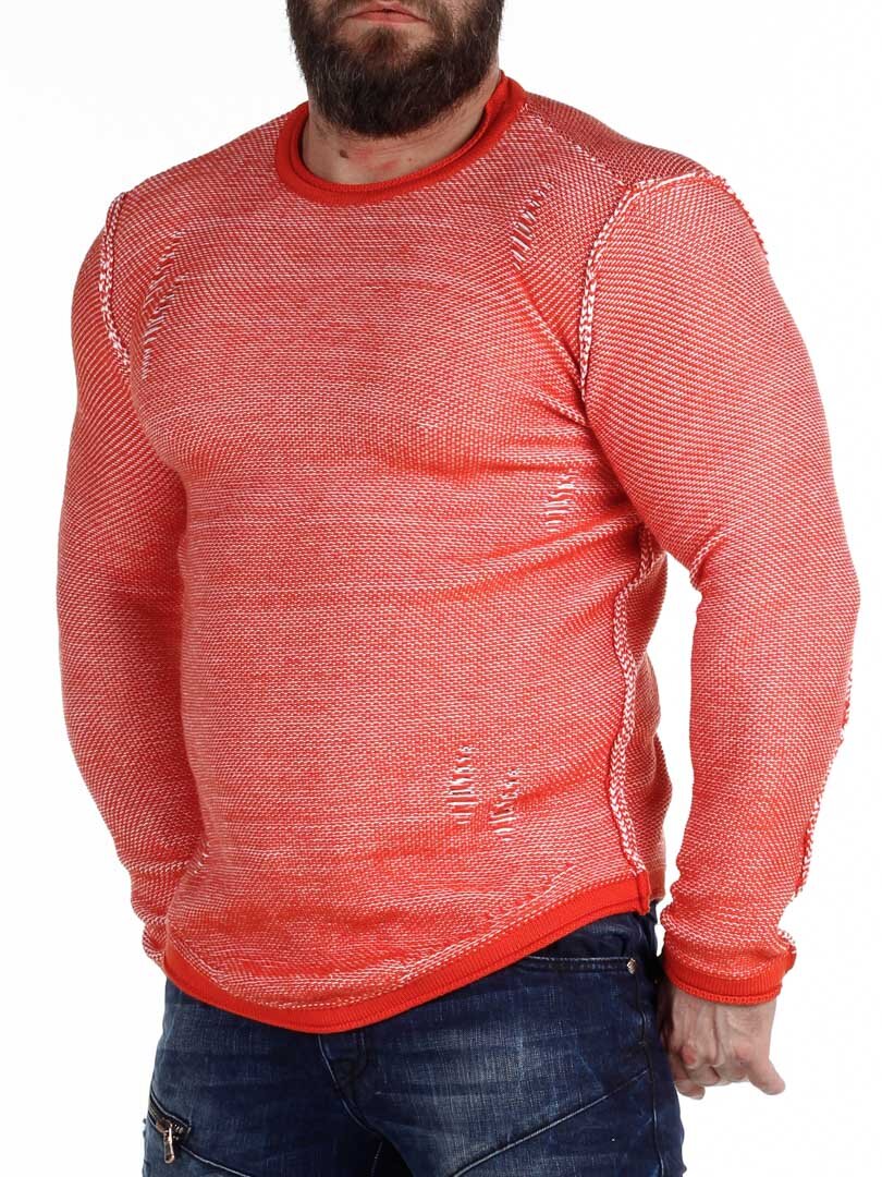 Troyan Genser - Orange/Hvit