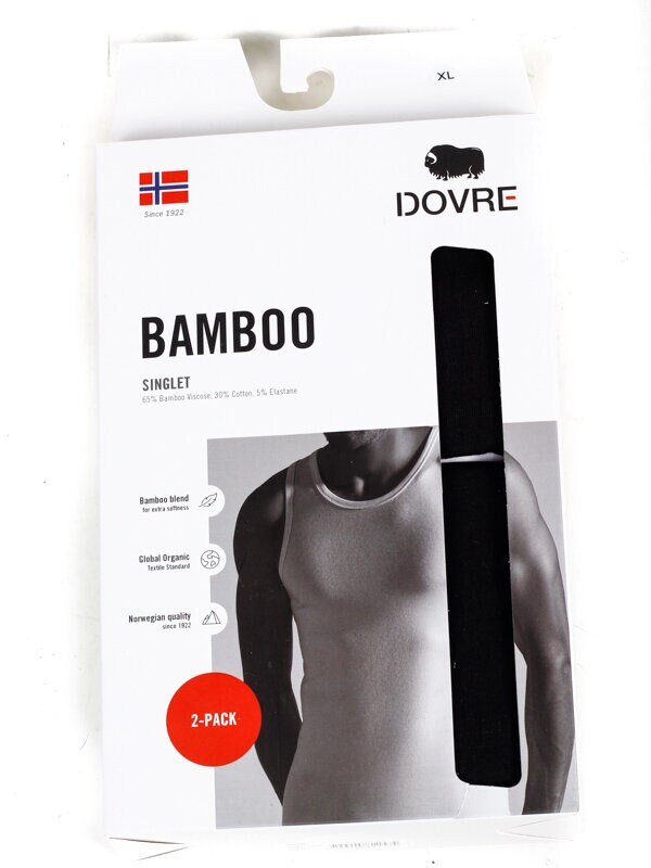 2-pack Dovre Bamboo Singlet - Svart